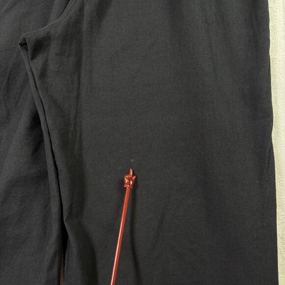 April Cornell Black Wide Leg Pants Women's Medium Embroidered Floral Boho Cotton - Picture 16 of 16